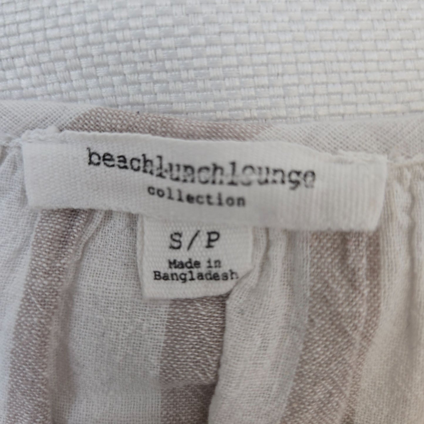 Beachlunchlounge Linen Blend Striped Tiered Hem Top Size Small