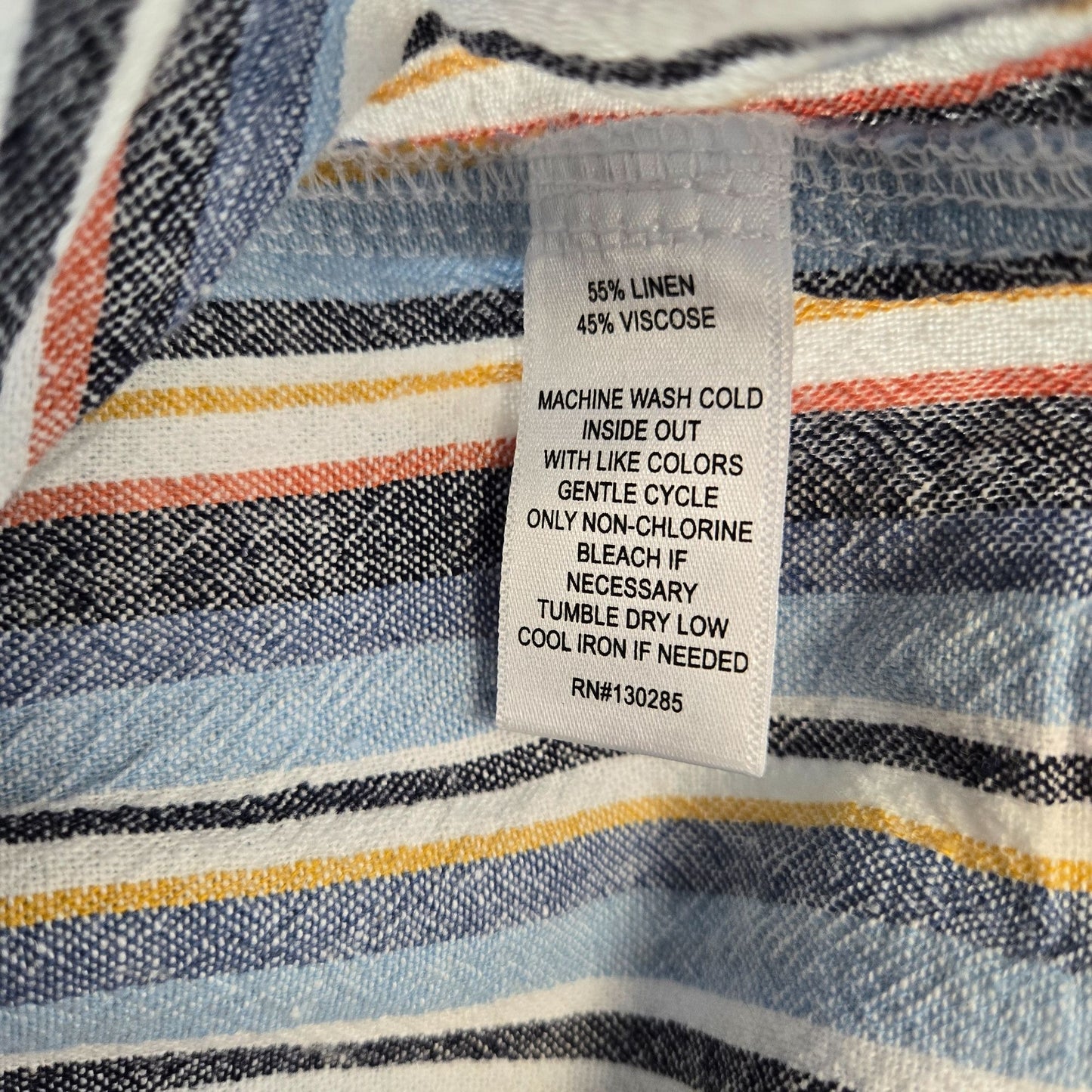 Per Se Linen & Viscose Blend Striped Casual Pants Size Large