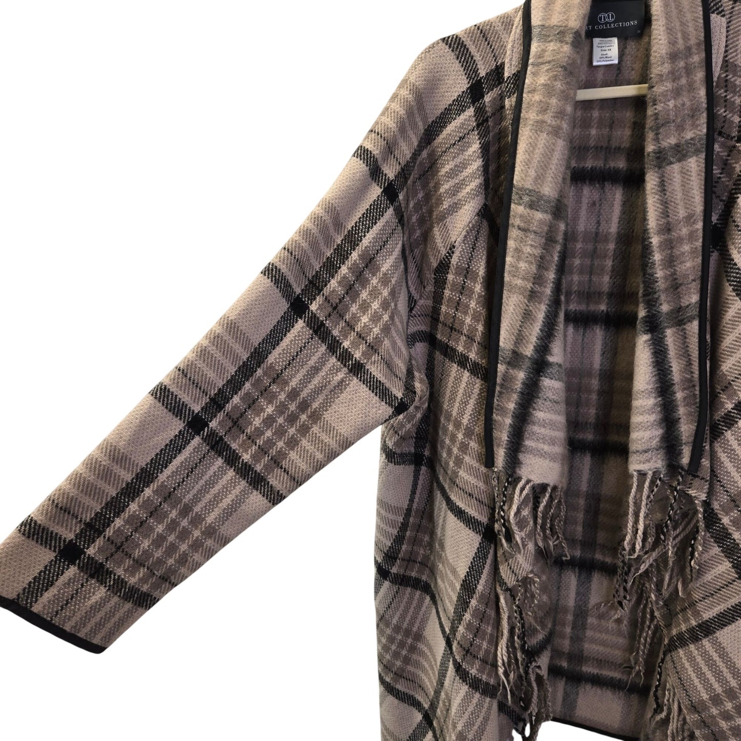 Tart Collection Wool Blend Fringe Accent Plaid Poncho Sweater Size 3X