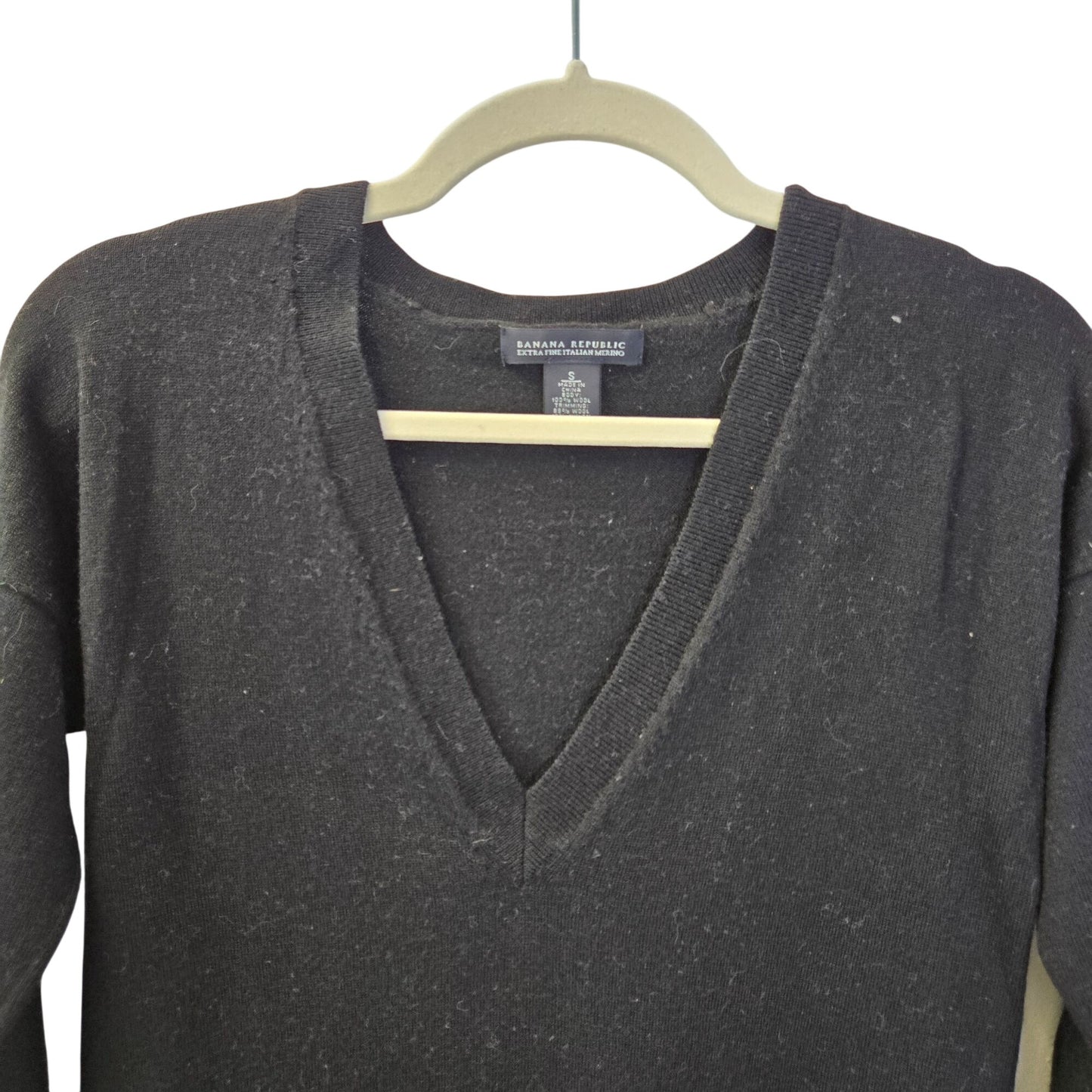 Banana Republic 100% Merino Wool V-Neck Sweater Mini Dress Size Small