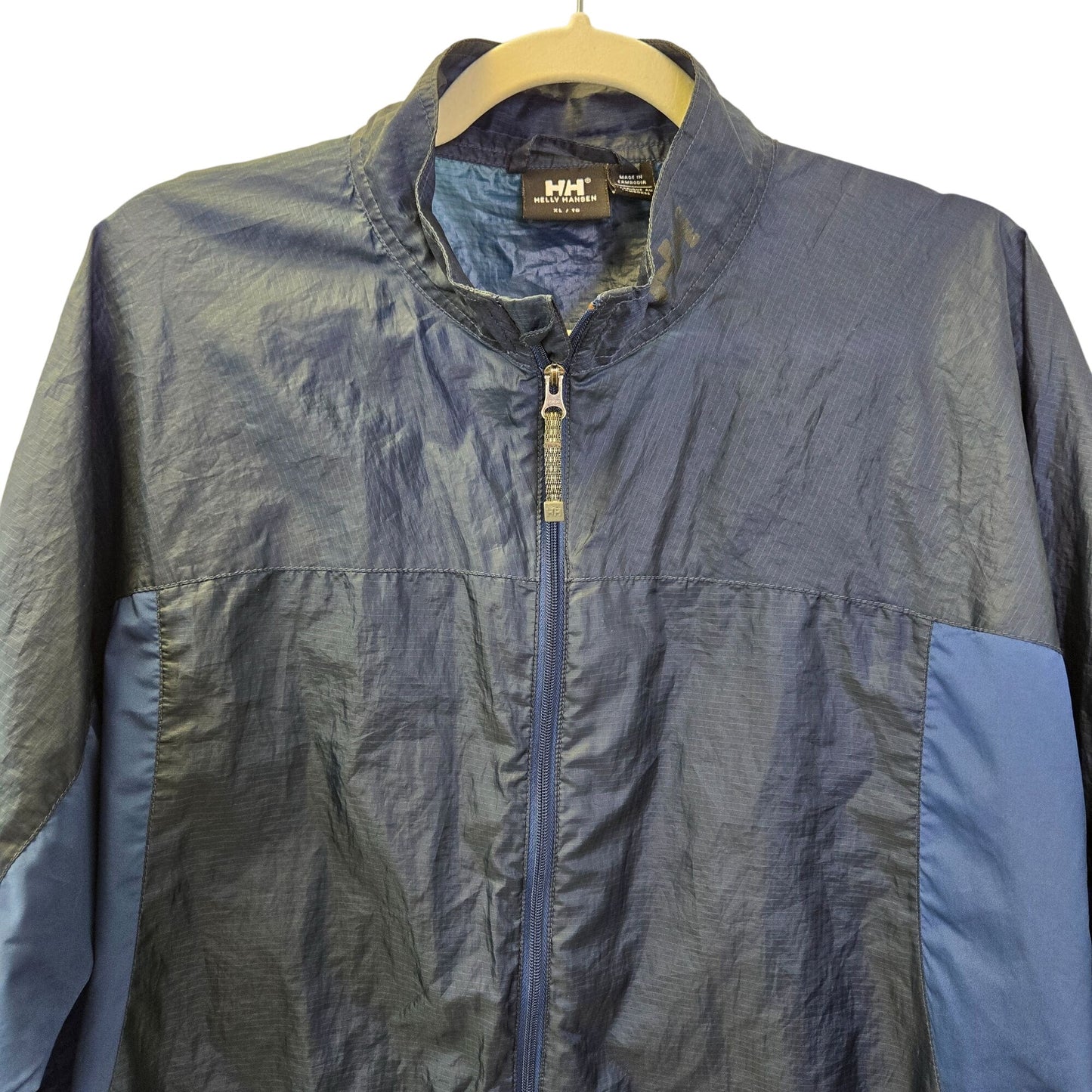 Helly Hansen Blue Color Block Full Zip Packable Windbreaker Jacket Size XL
