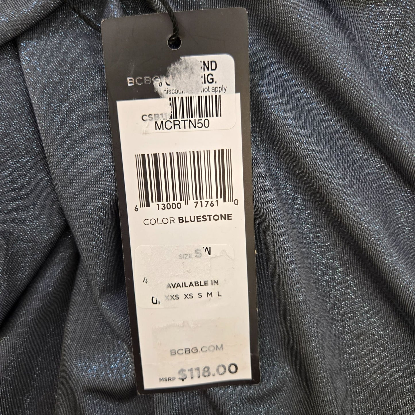 NWT BCBGMaxAzria Blue Metallic Drape Neck Bodysuit Size Small