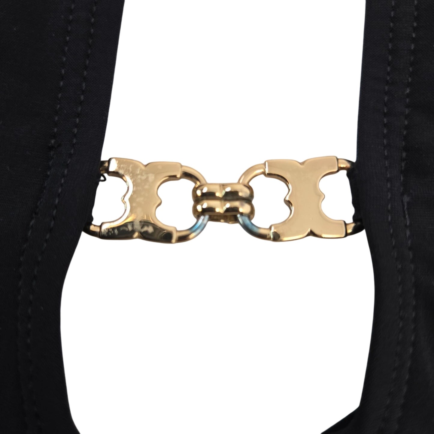 Tory Burch Black Gemini Link Plunge One-Piece Swimsuit Size Medium