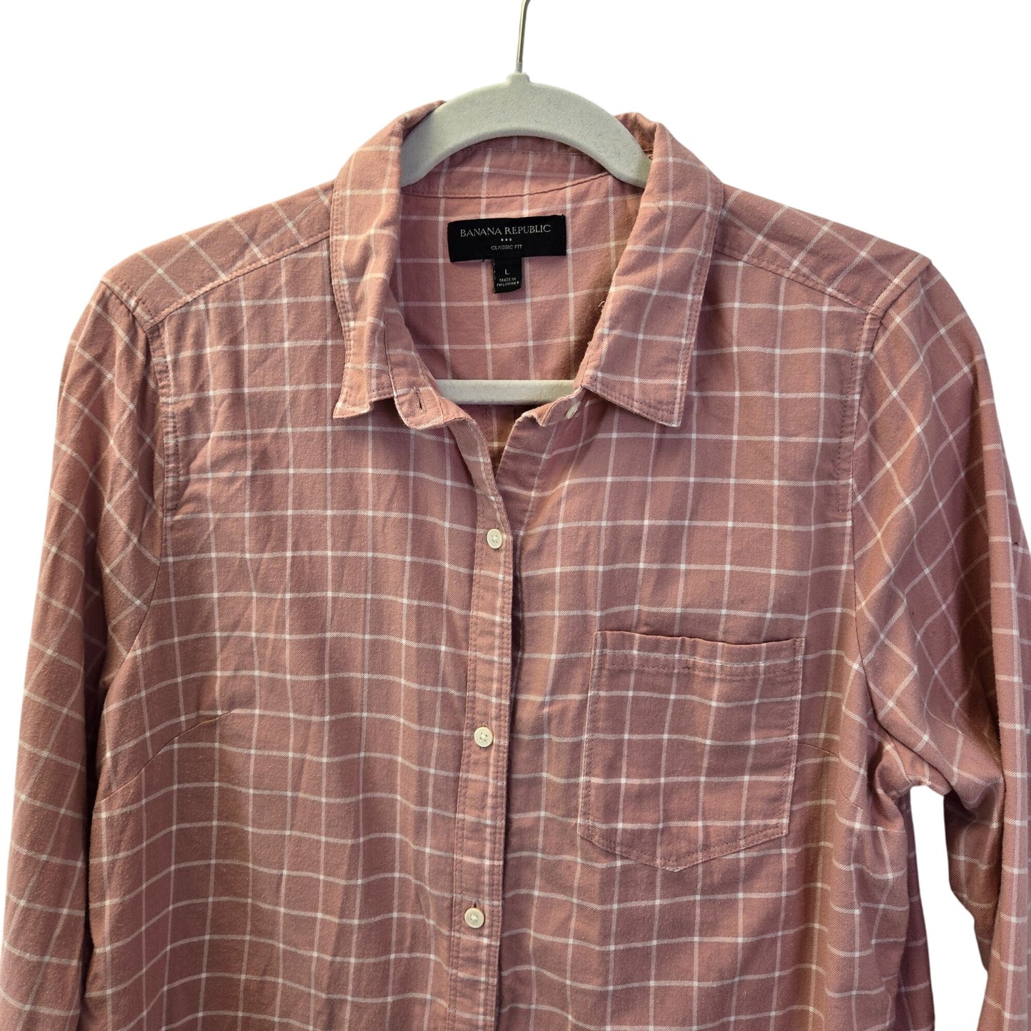 Banana Republic Factory Windowpane Plaid Button Down Shirt Size Large