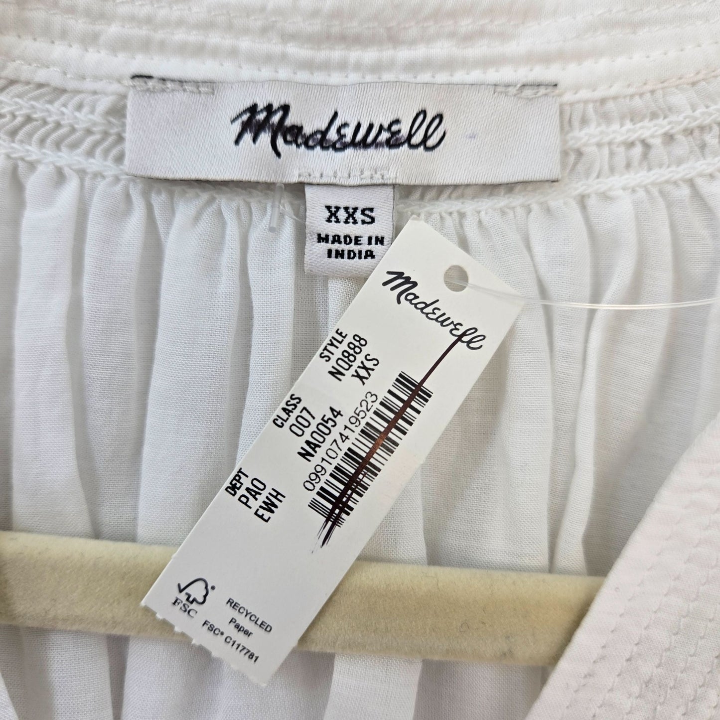 NWT Madewell Boho Shirred Oversized Popover Top Size XS