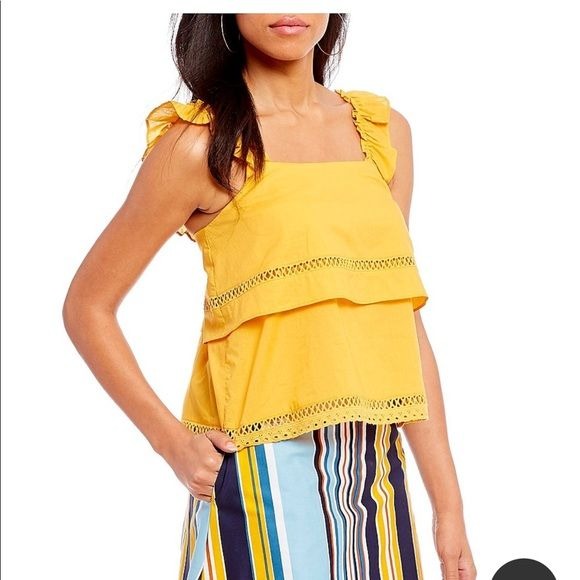 NWT Cremieux Penelope Ruffle Shoulder Layered Blouse Size Large