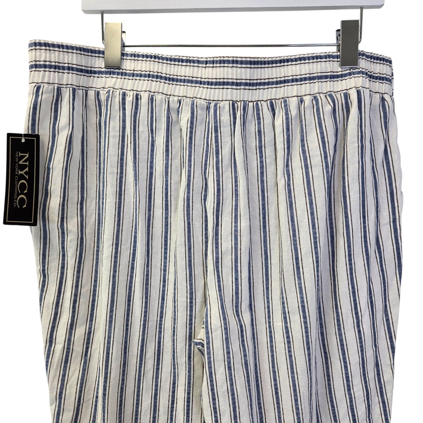 NWT New York Clothing Co. Linen Blend Striped Crop Pants Size 14