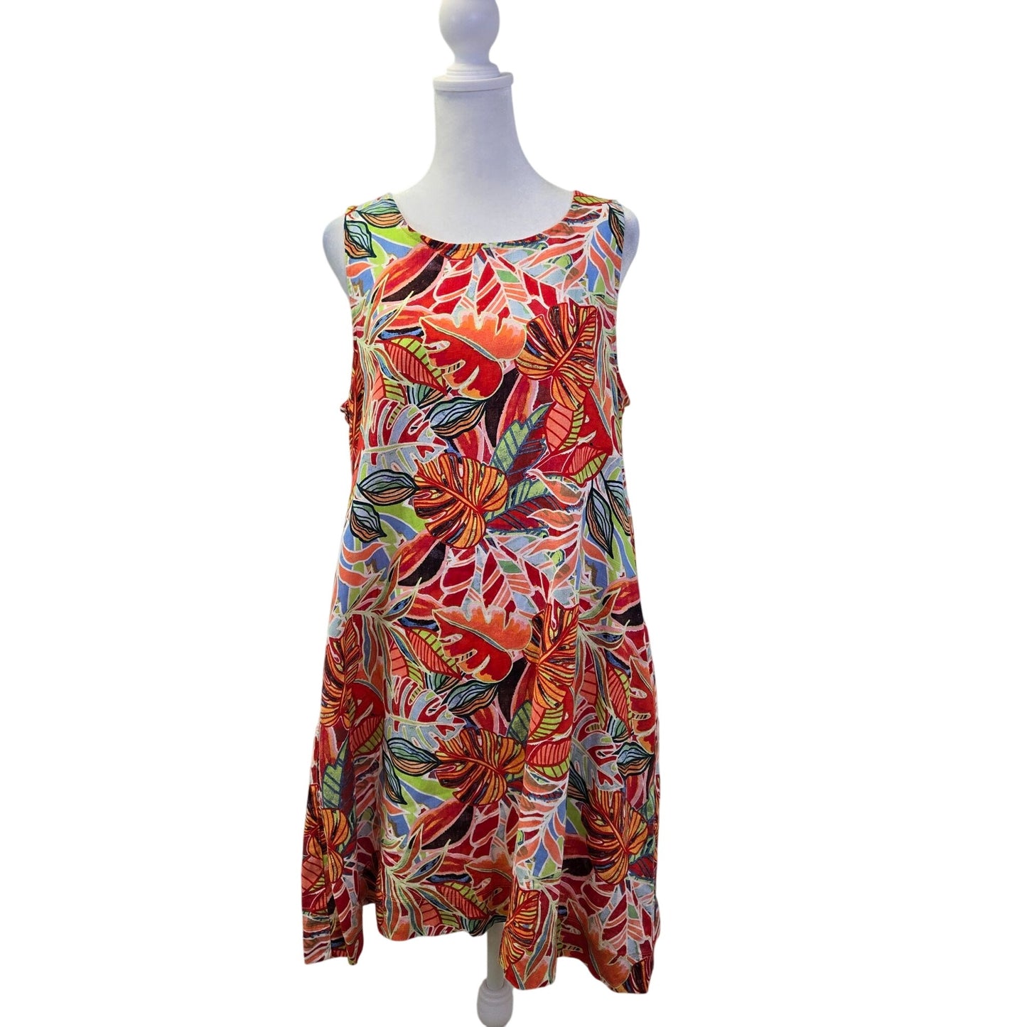 C&C California 100% Linen Tropical Print Mini Shift Dress Size Medium
