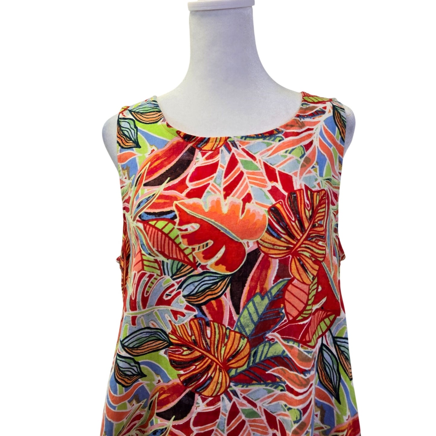 C&C California 100% Linen Tropical Print Mini Shift Dress Size Medium