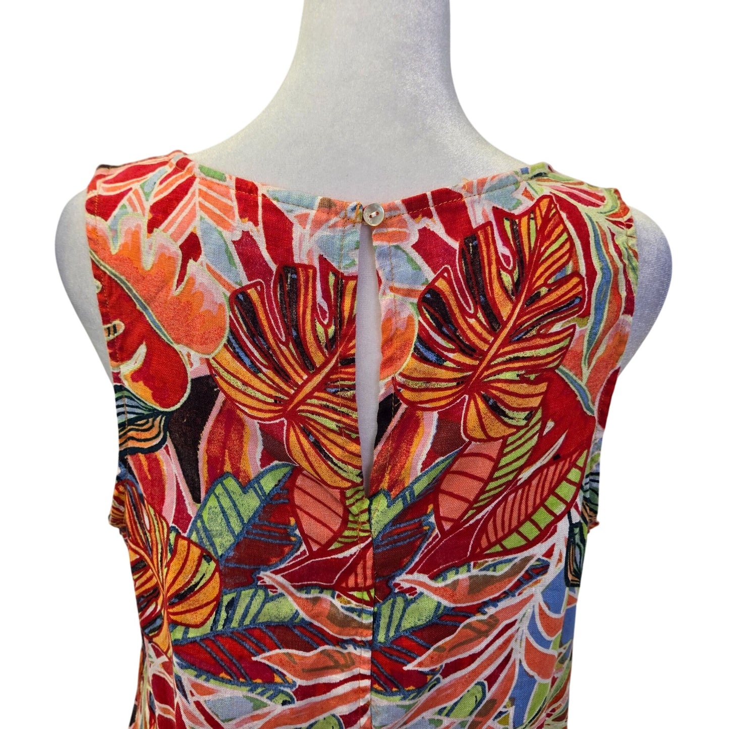C&C California 100% Linen Tropical Print Mini Shift Dress Size Medium