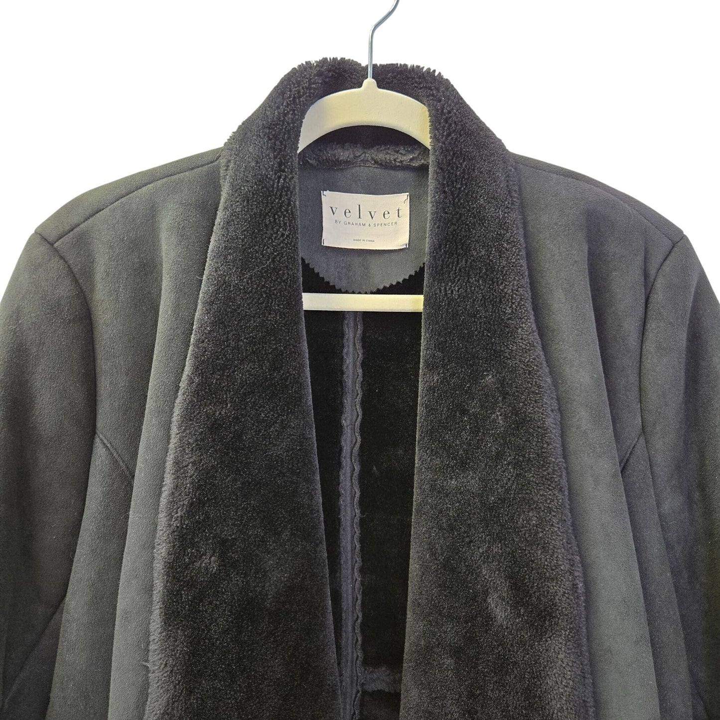 Velvet by Graham & Spencer Faux Suede Faux Fur Drape Neck Jacket Size Small