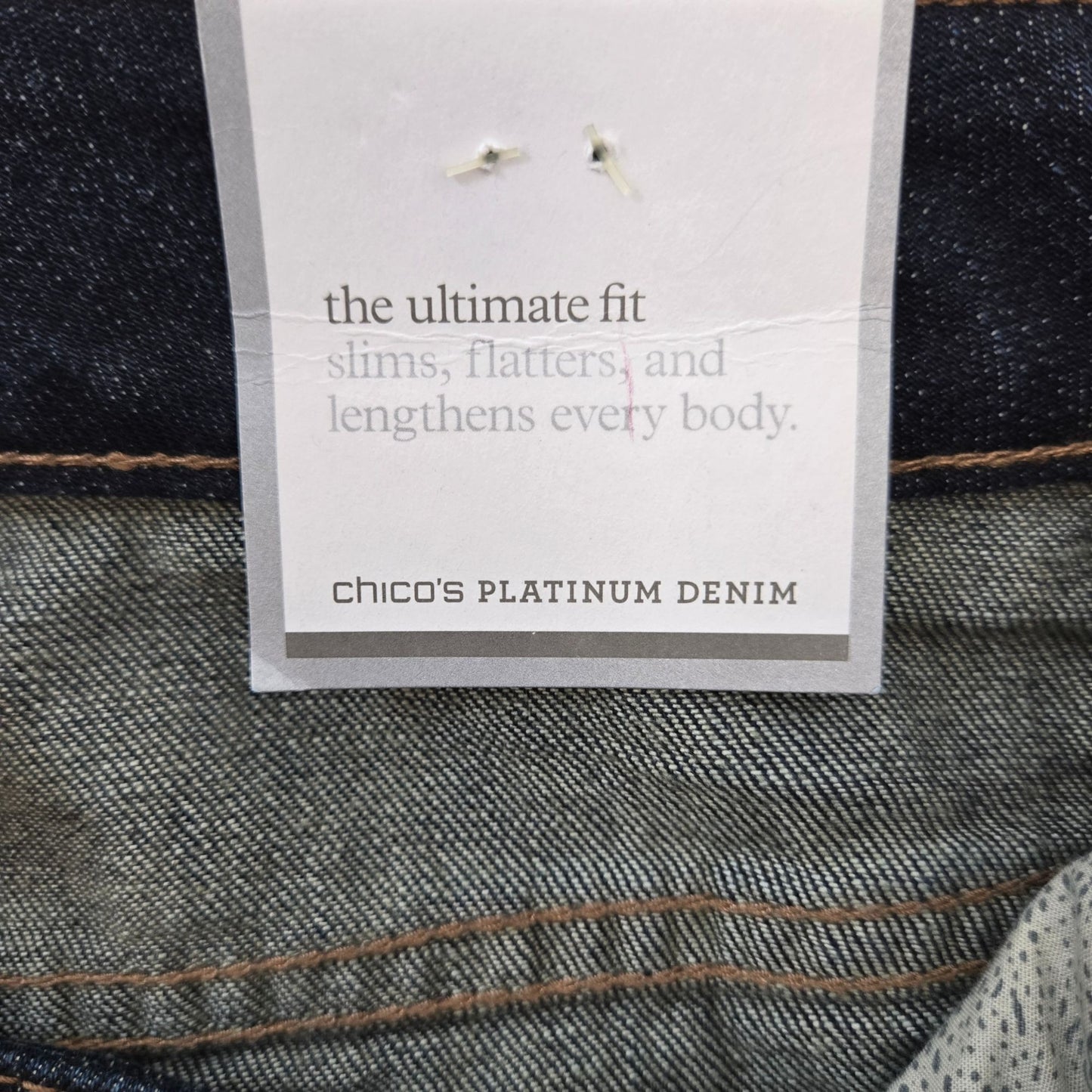 NWT Chico's Platinum Boot Leg Dark Indigo Wash Jeans Size 2.5/Size 14