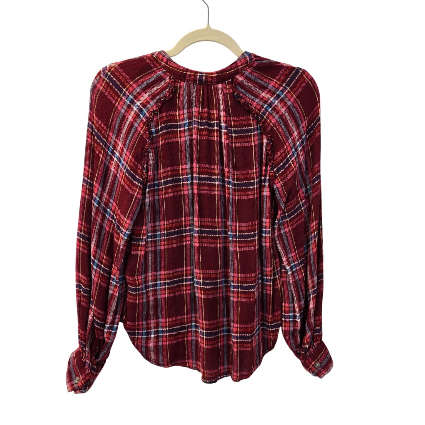 Anthropologie Pilcro Breezy Wool Blend Gauzy Plaid Button Down Shirt Size XS