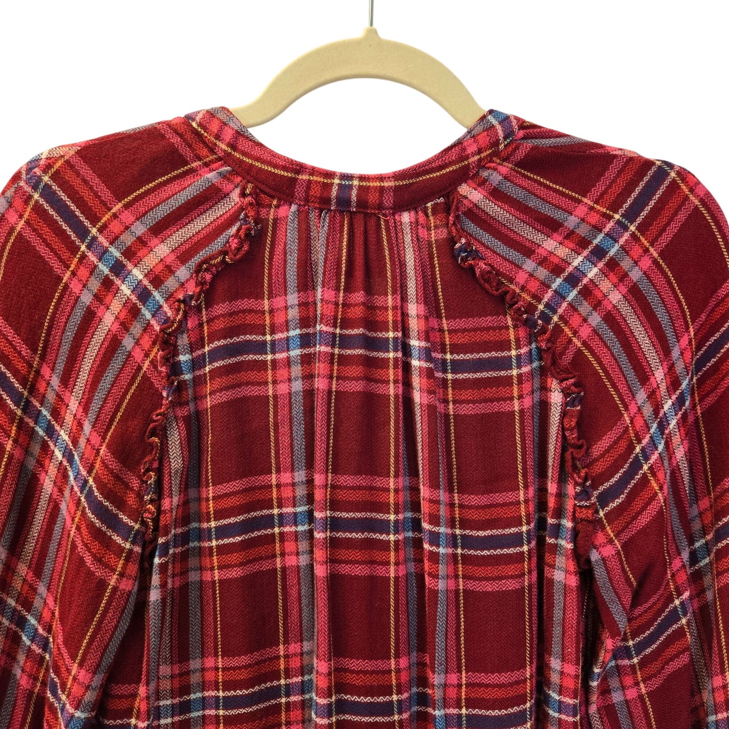 Anthropologie Pilcro Breezy Wool Blend Gauzy Plaid Button Down Shirt Size XS