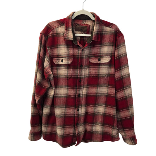 Orvis Plaid Flannel Button Front Shacket Shirt Size XL
