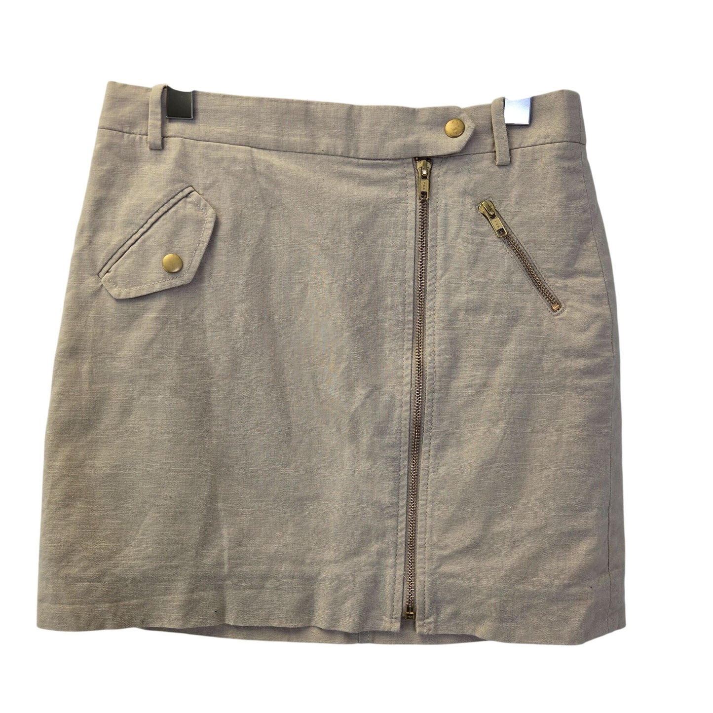 J. Crew Factory Linen Blend Asymmetrical Zip Mini Skirt Size 0