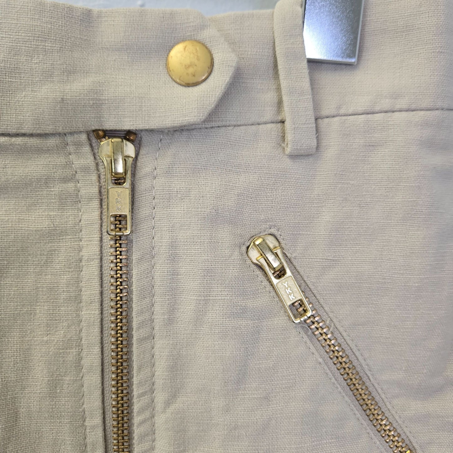 J. Crew Factory Linen Blend Asymmetrical Zip Mini Skirt Size 0