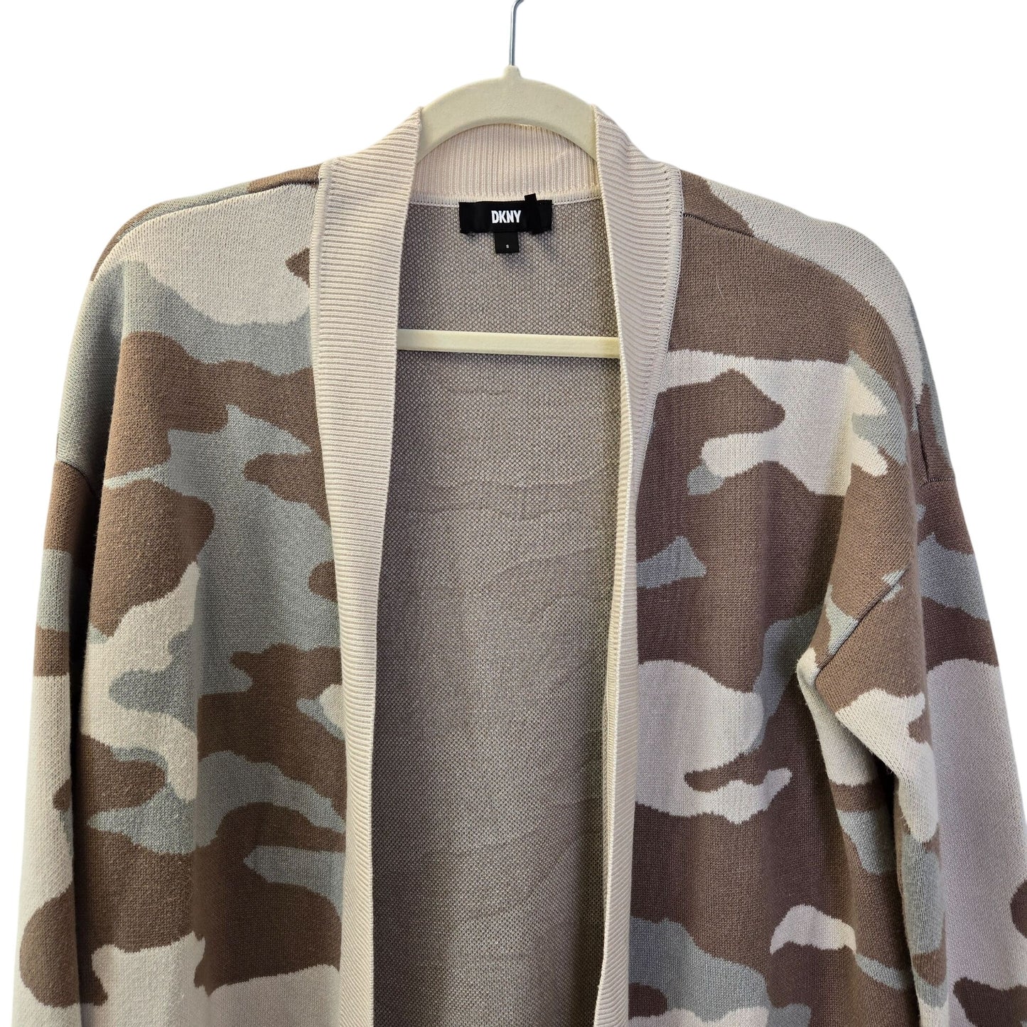 DKNY Viscose Blend Camouflage Open Cardigan Sweater Size Small