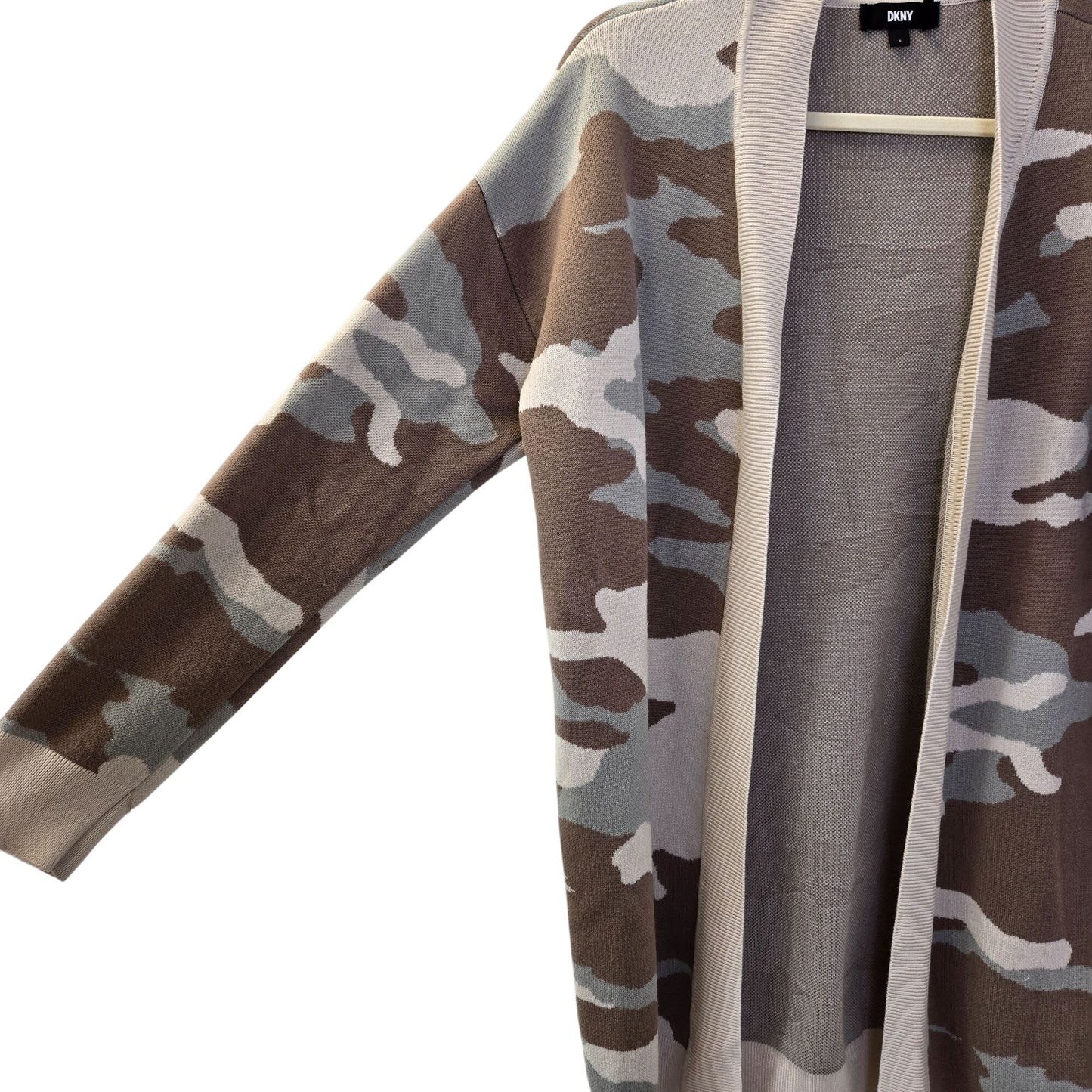 DKNY Viscose Blend Camouflage Open Cardigan Sweater Size Small