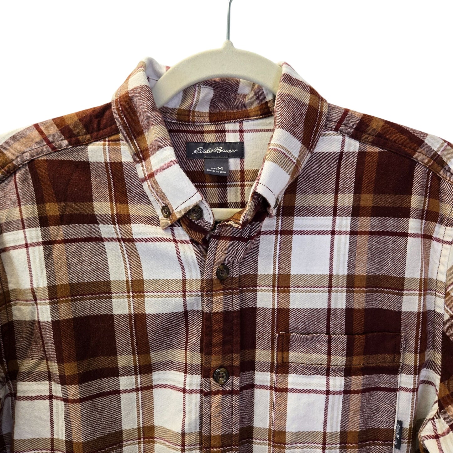 Eddie Bauer Plaid Flannel Button Down Shirt Size Medium