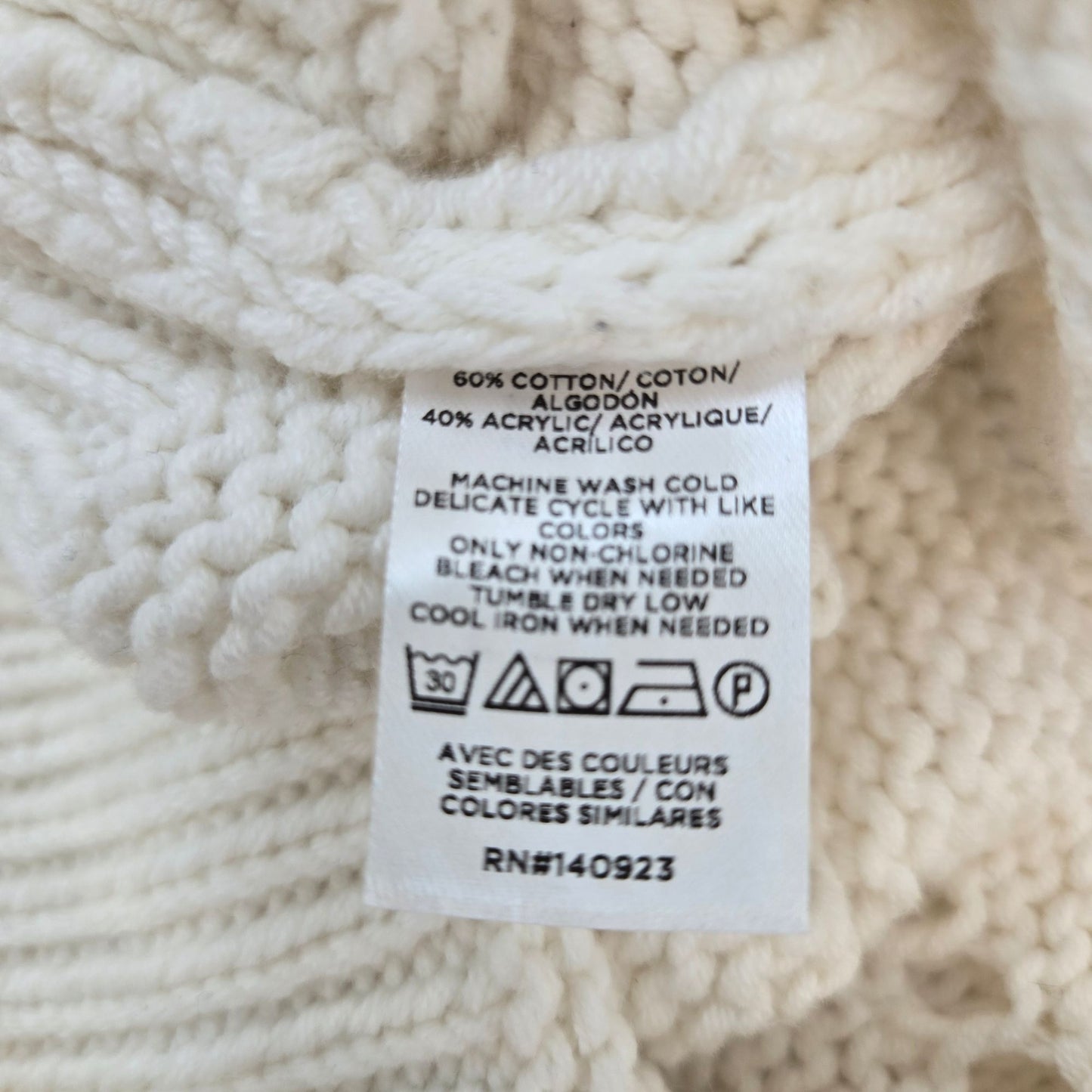 Loft Crochet Diamond Pattern Pom Pom Crewneck Sweater Size Large