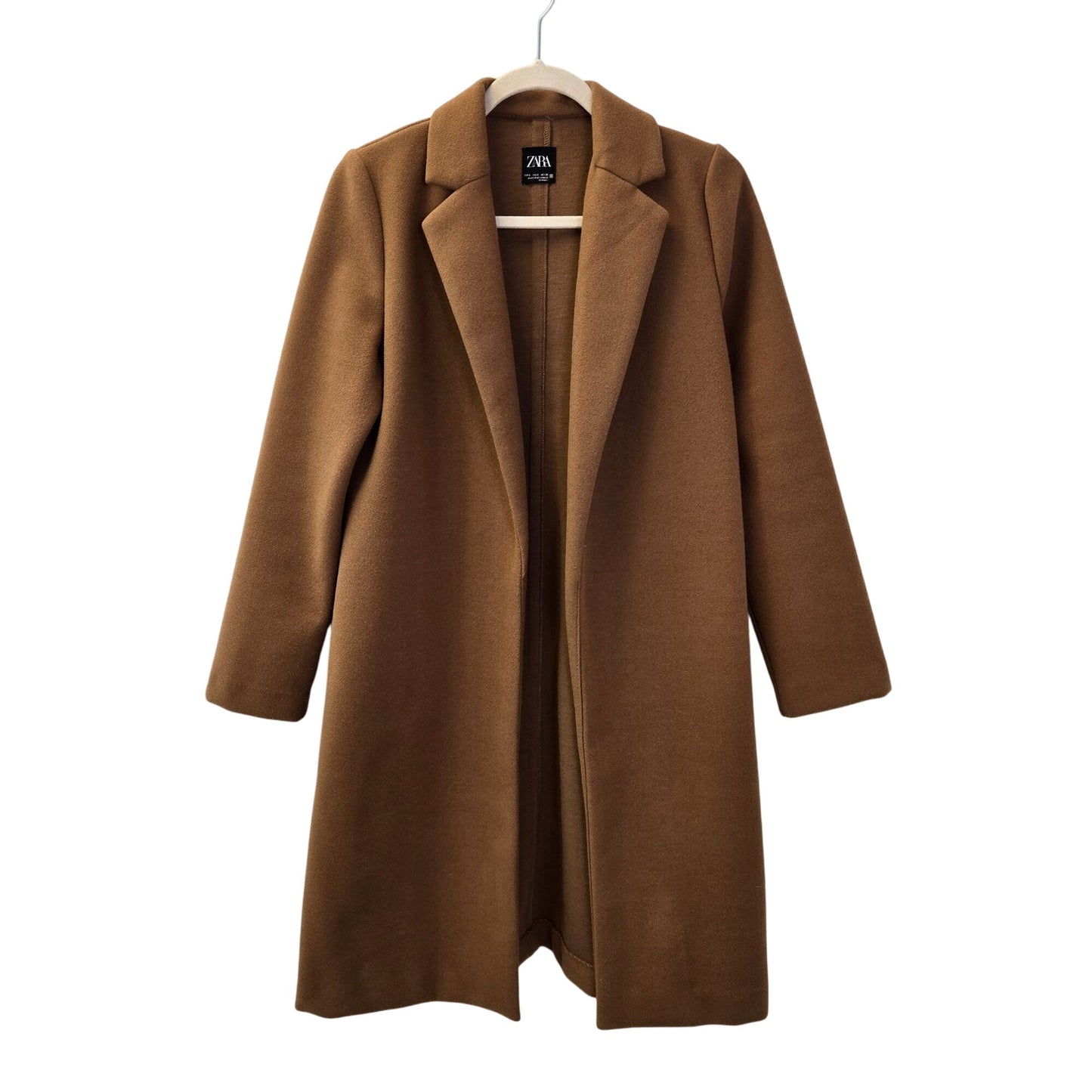 Zara Lapel Collar Open Longline Coat Size Small