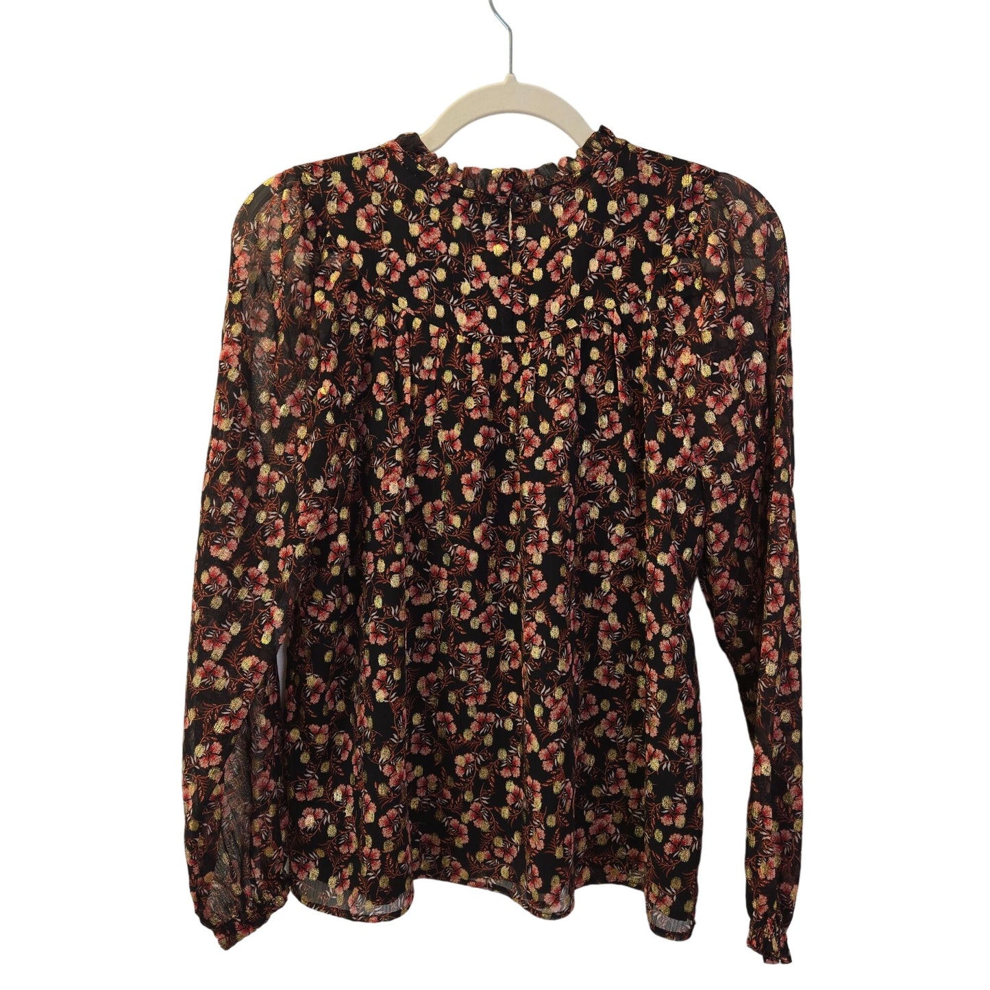 Loft Floral Metallic Peasant Blouse Size XS/S