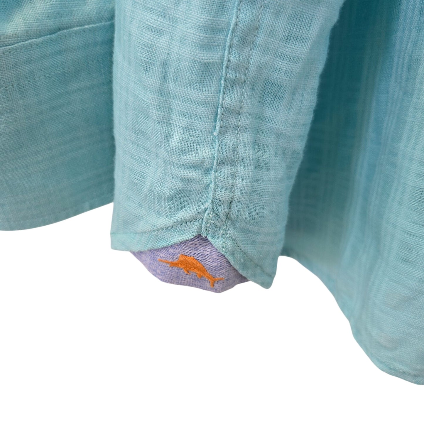 Tommy Bahama Linen Blend Square Pattern Button Down Shirt Size XL