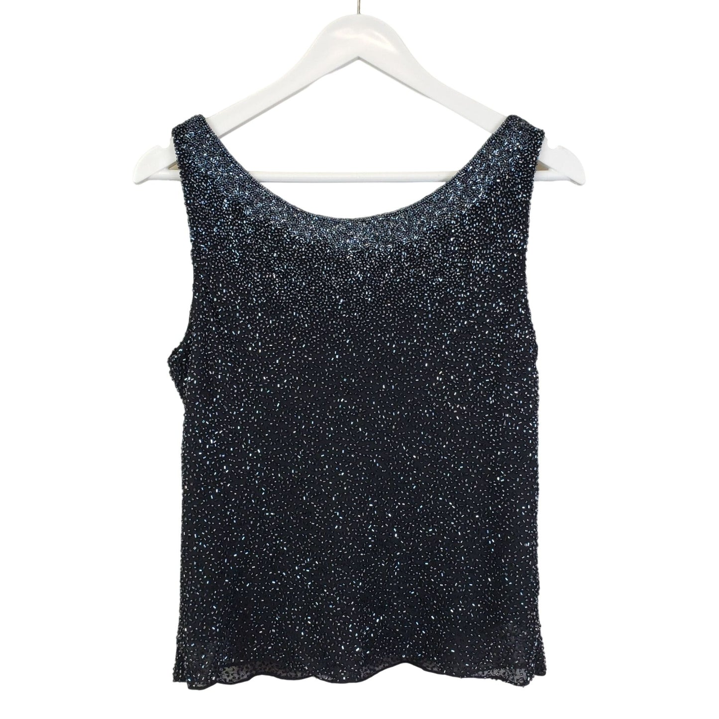 Scala 100% Silk Beaded Top Size Medium