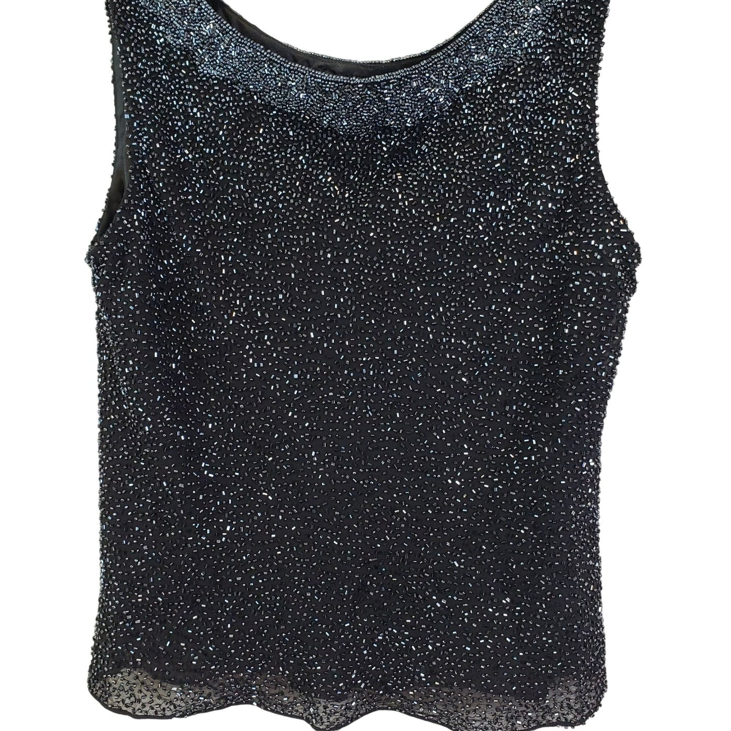 Scala 100% Silk Beaded Top Size Medium
