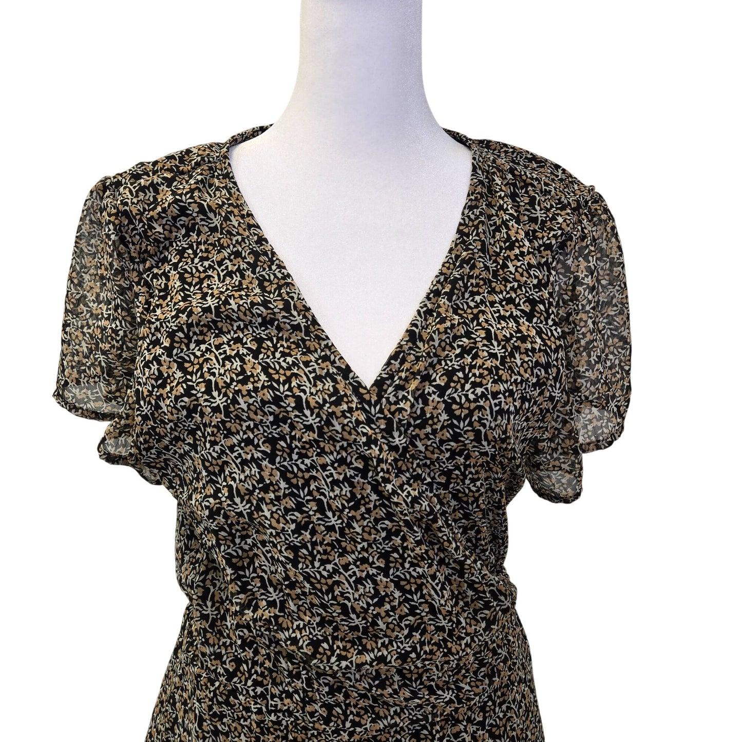 Abercrombie & Fitch Floral Flutter Sleeve Wrap Dress Size XL