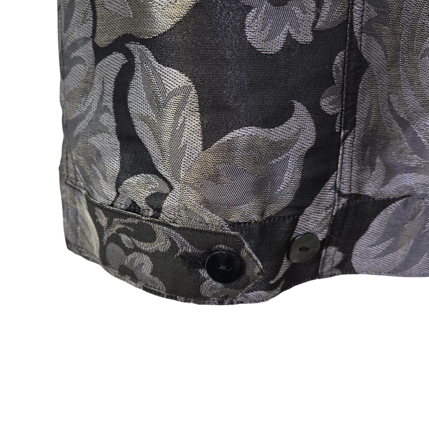 Chico's Silk Blend Jacquard Button Front Metallic Jacket Size Chico's 2/Large