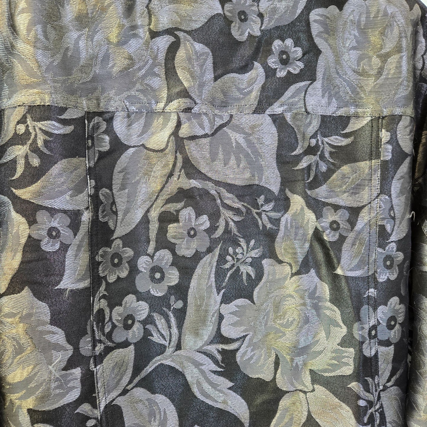 Chico's Silk Blend Jacquard Button Front Metallic Jacket Size Chico's 2/Large