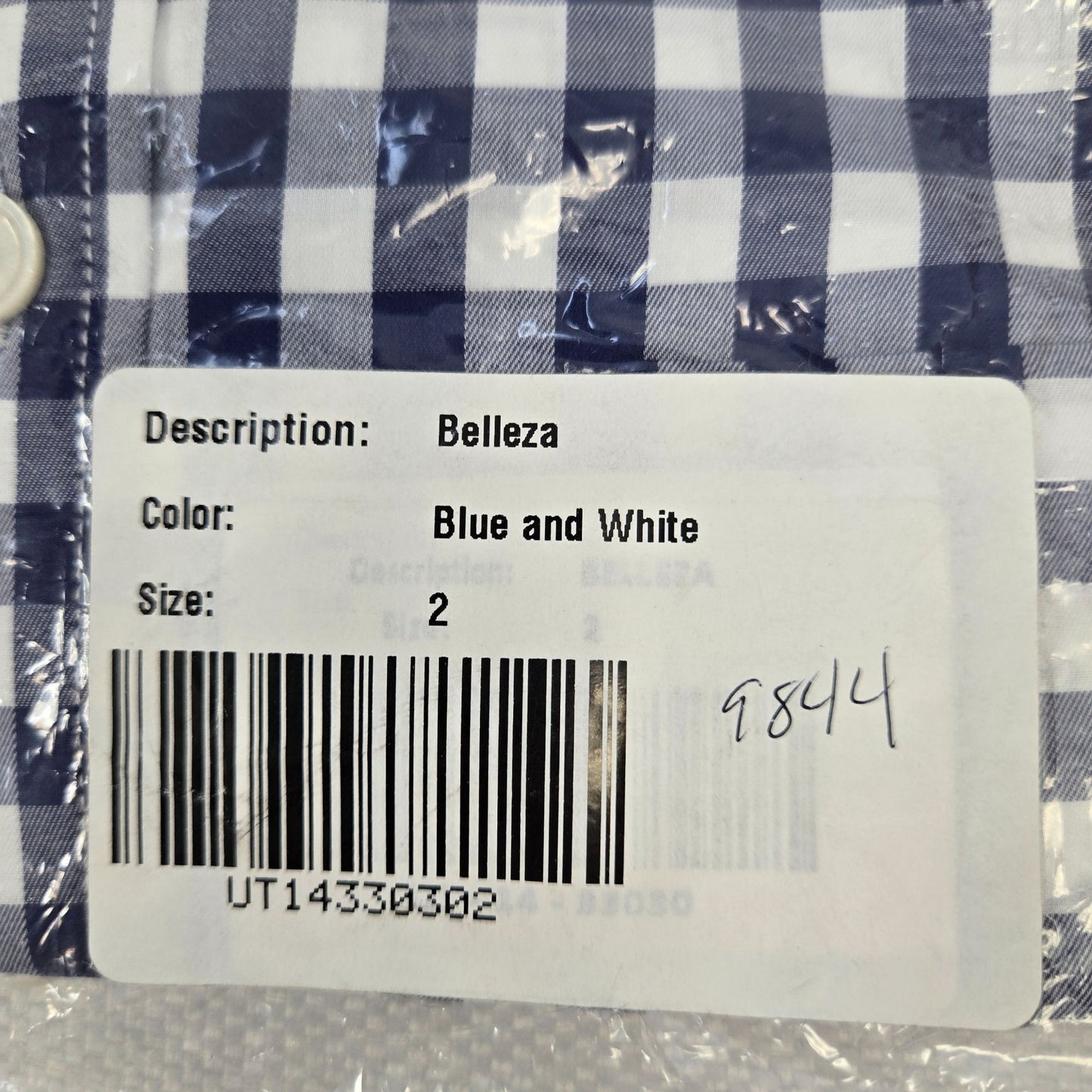 NWT UNTUCKit Bellleza Gingham Print Long Sleeve Button Down Shirt Size 2