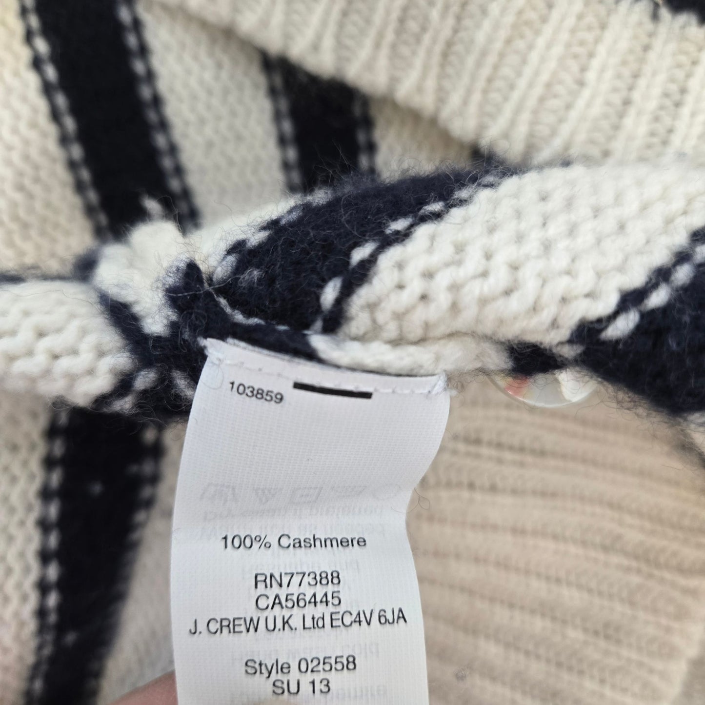 J. Crew 100% Italian Cashmere Striped Boatneck Sweater Size XS