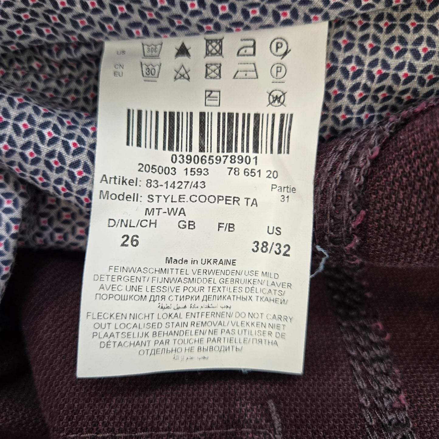 BRAX Feel Good Cooper Fancy Textured Casual Pants Size 38x32