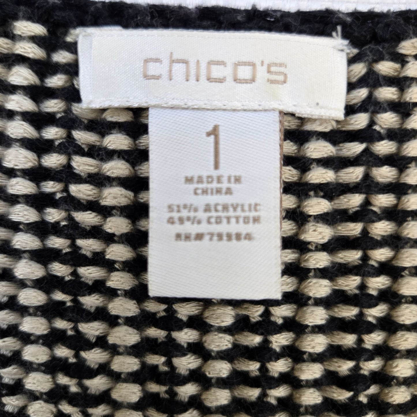 Chico's Heavy Knit 3/4 Sleeve Open Cardigan Sweater Size Chico's 1/Medium