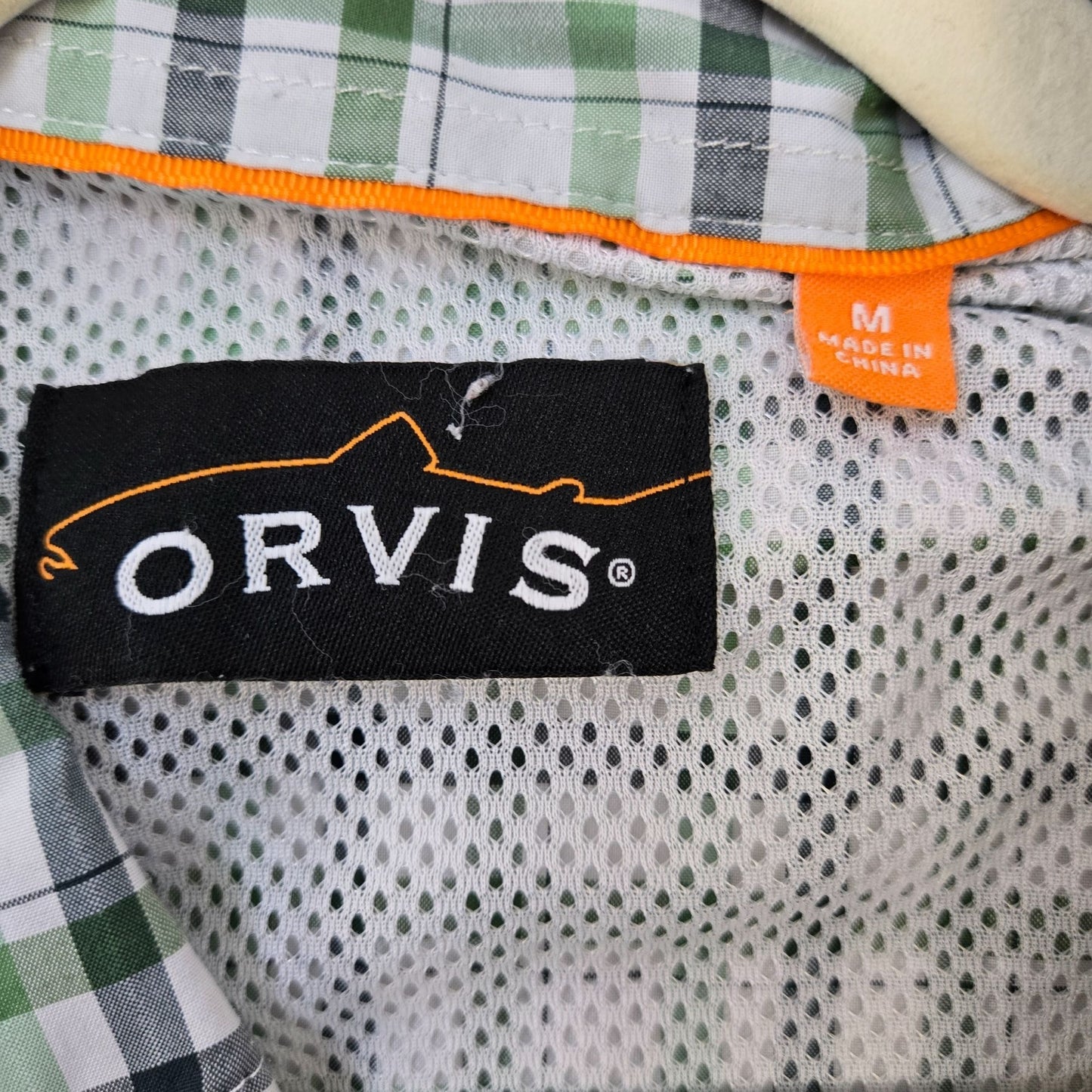 Orvis Plaid Button Up Activewear Tech Shirt Size Medium