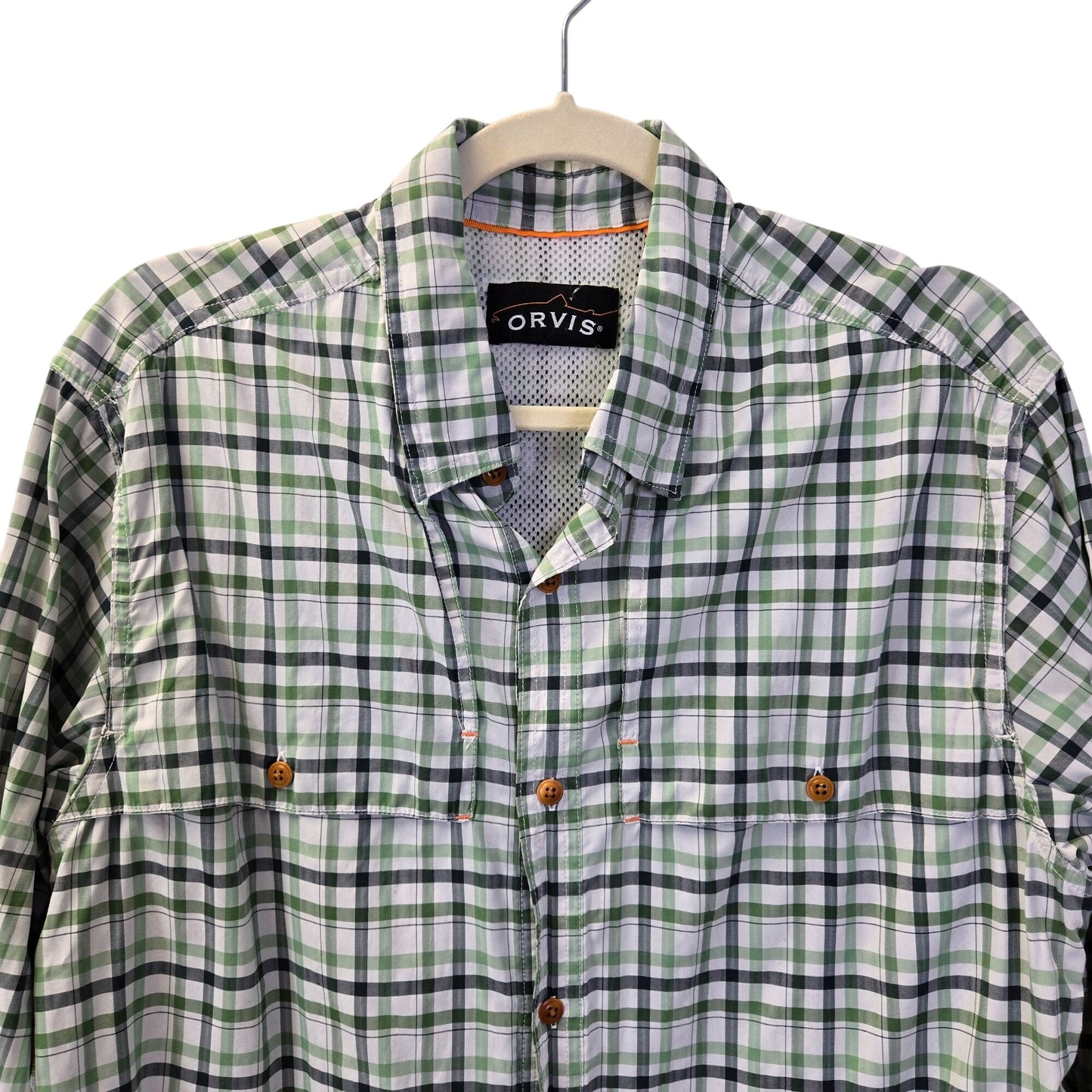 Orvis Plaid Button Up Activewear Tech Shirt Size Medium