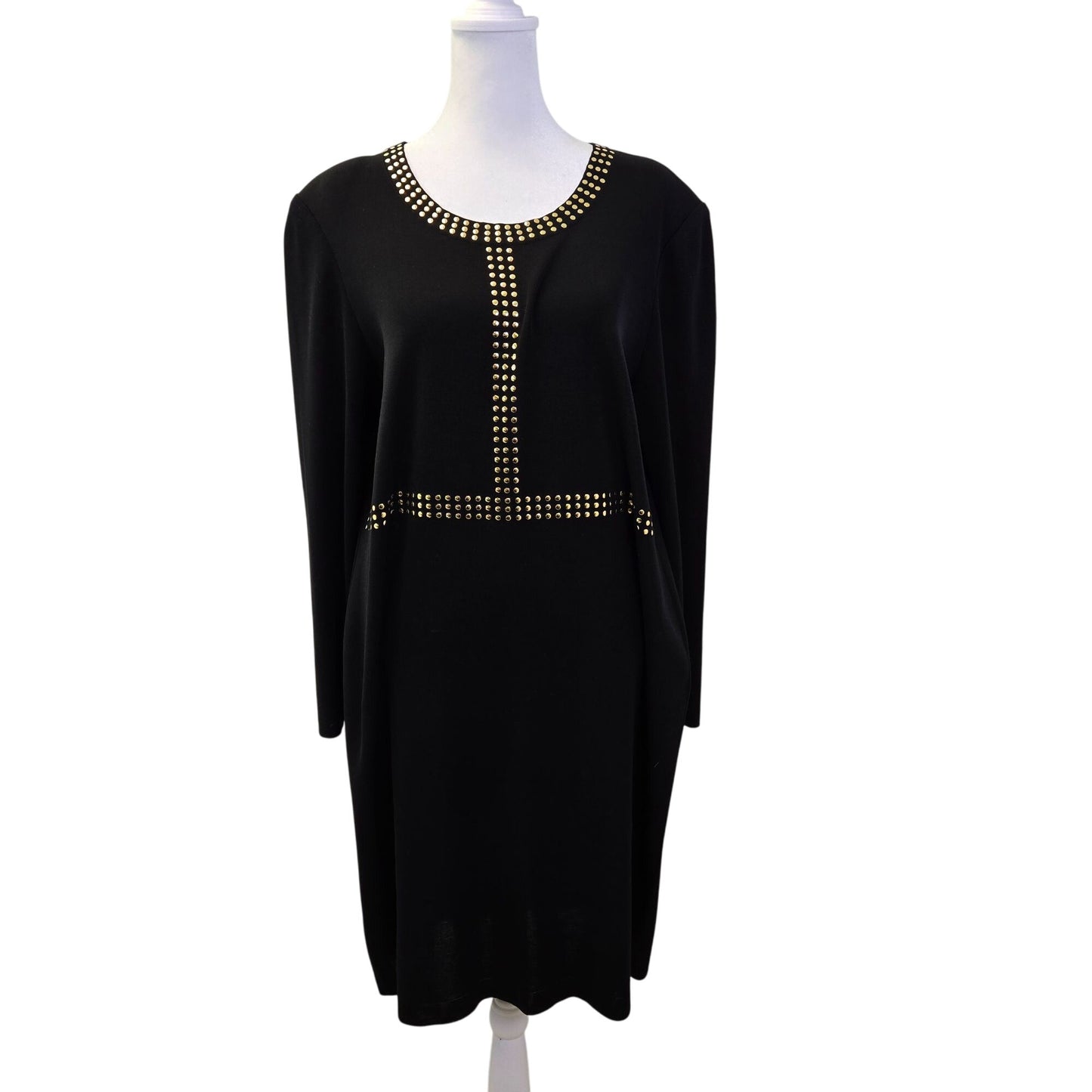 Exclusively Misook Studded Knit Long Sleeve Sheath Dress Size XL