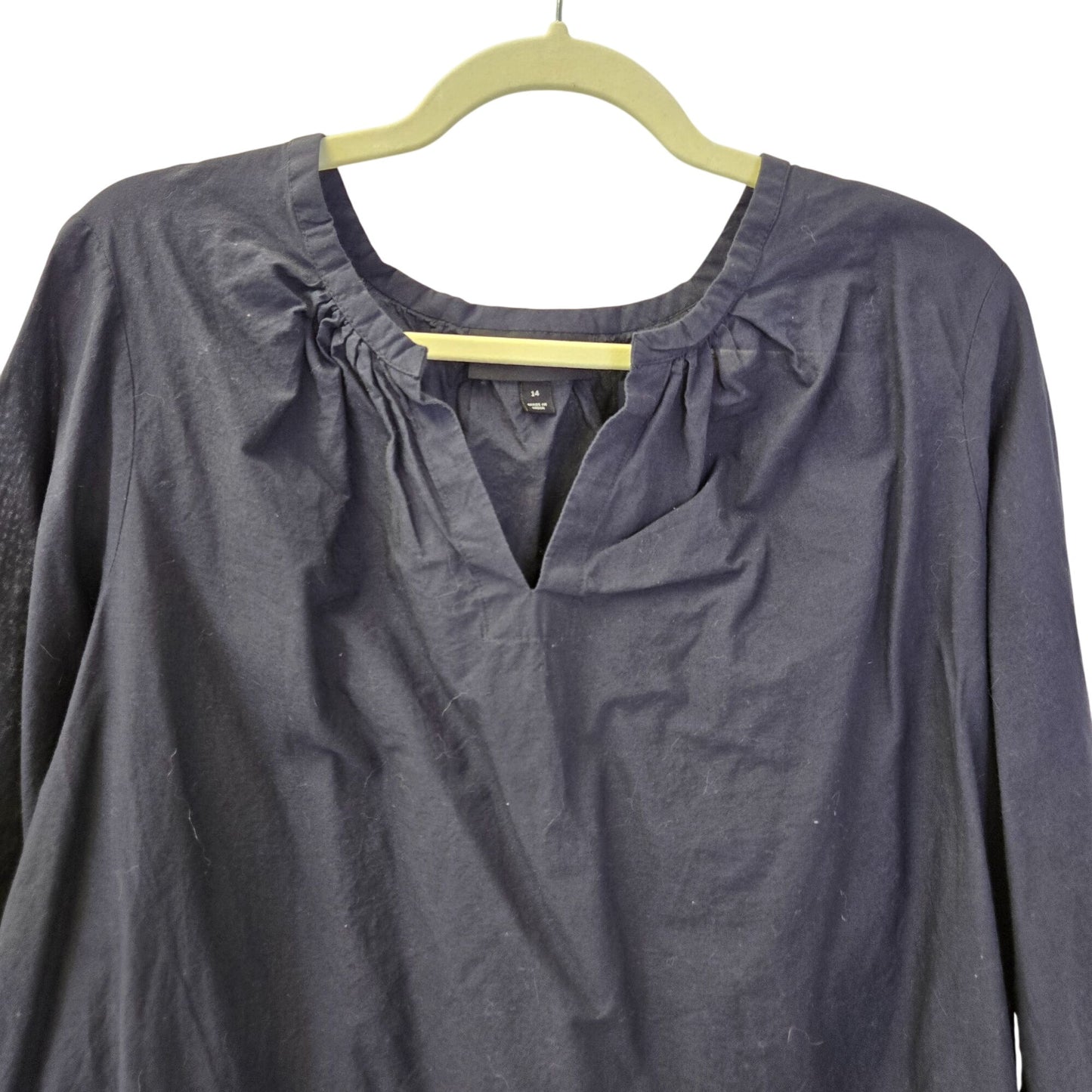 Lane Bryant Lightweight Popover Top with Eyelet Trim Size 14