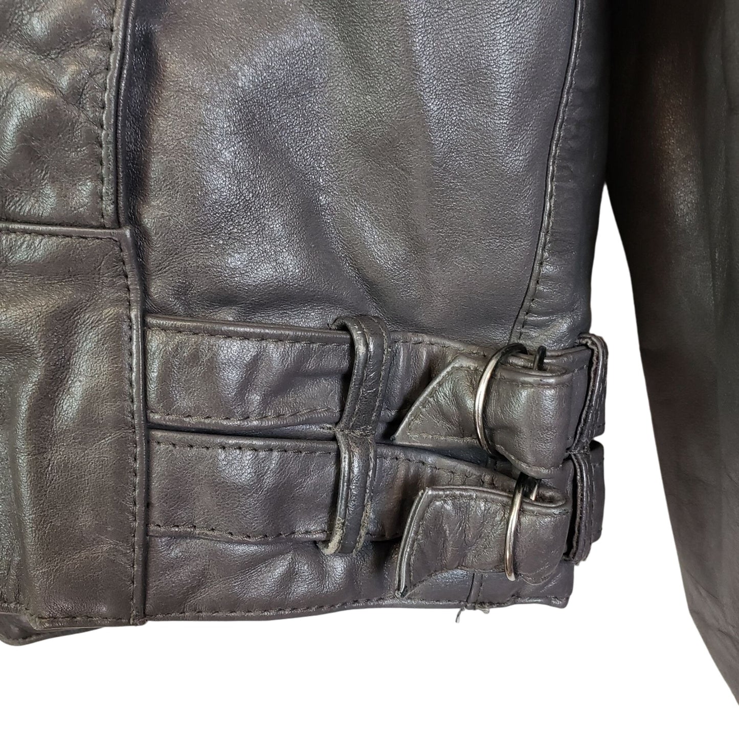 Wilsons Leather Gray Asymmetrical Zip Moto Jacket Size Small (est)
