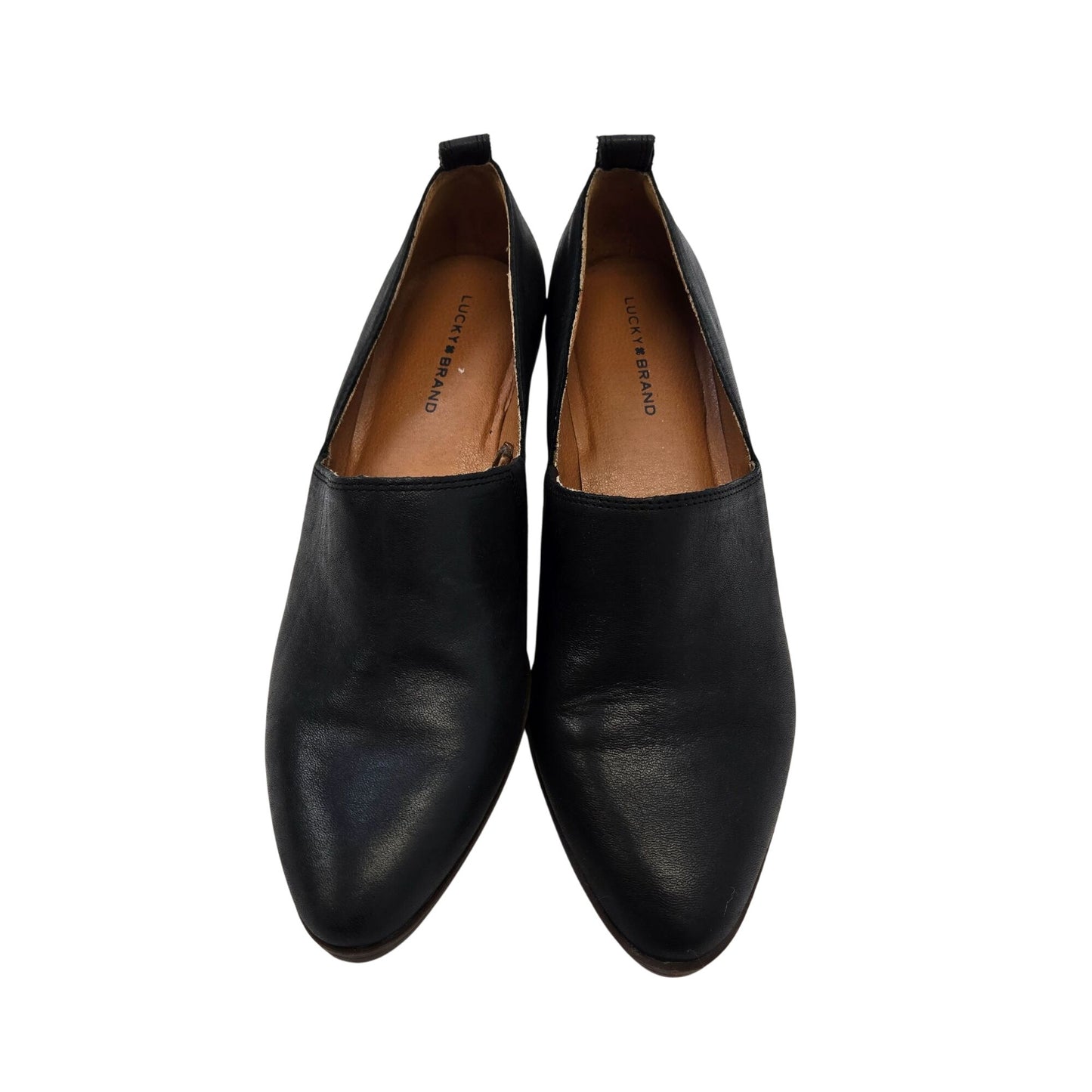 Lucky Brand Morriah Leather Slip On Heeled Loafer Shoes Size 7.5