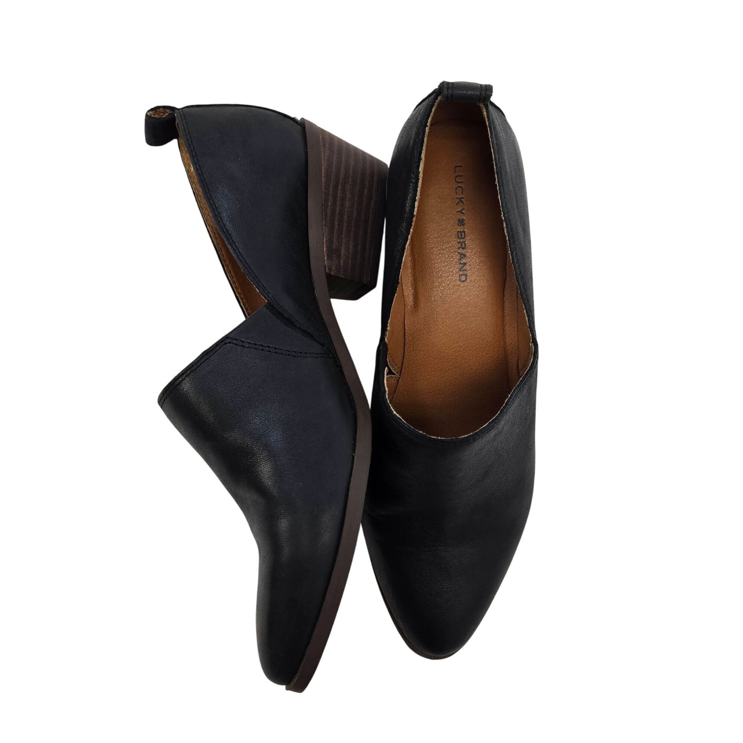 Lucky Brand Morriah Leather Slip On Heeled Loafer Shoes Size 7.5