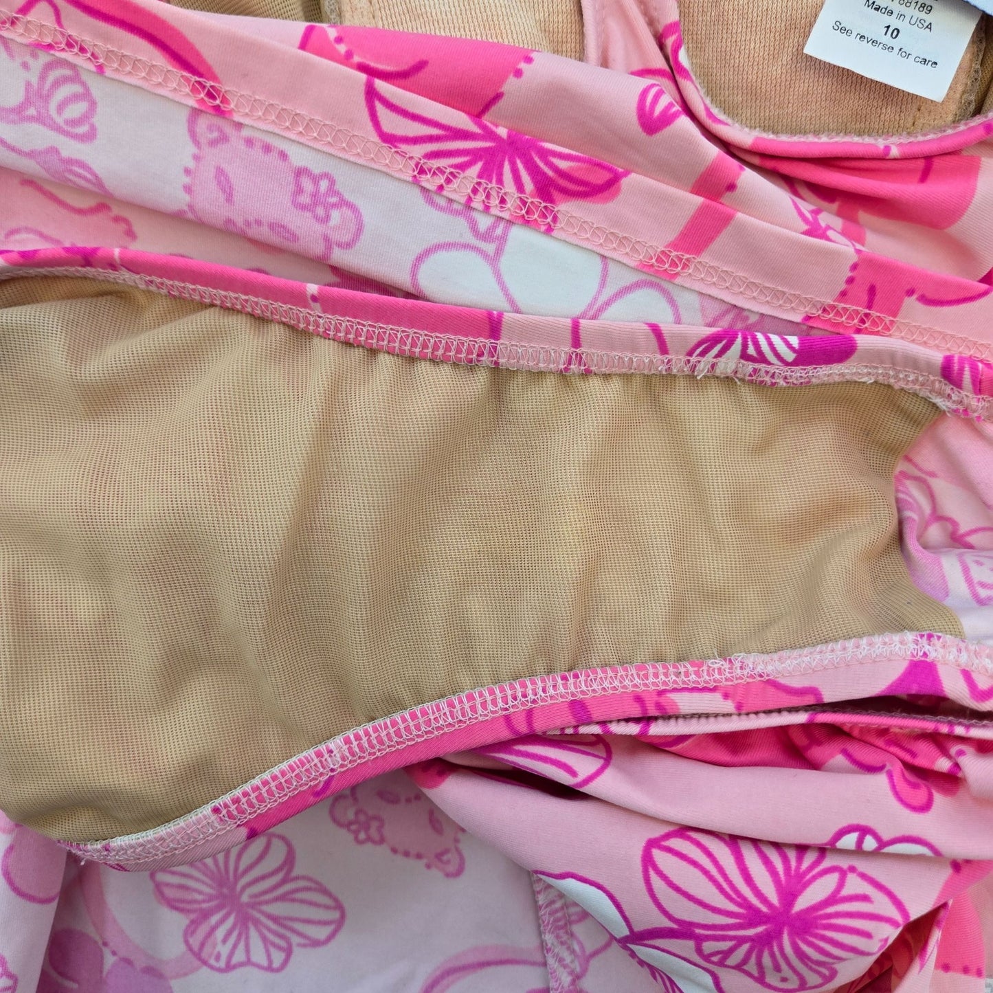 Lilly Pulitzer Grrranium Bermuda Pink Panther One Piece Swimsuit Dress Size 10