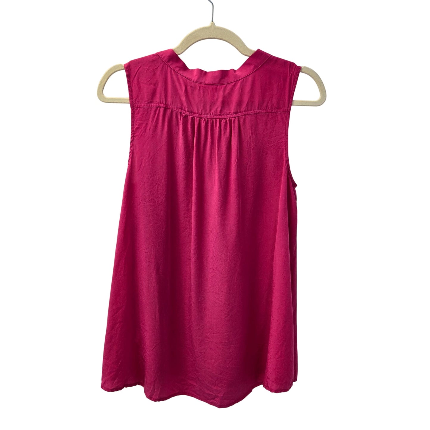 Lilly Pulitzer 100% Silk Button Down Tie Neck Sleeveless Blouse Size Medium