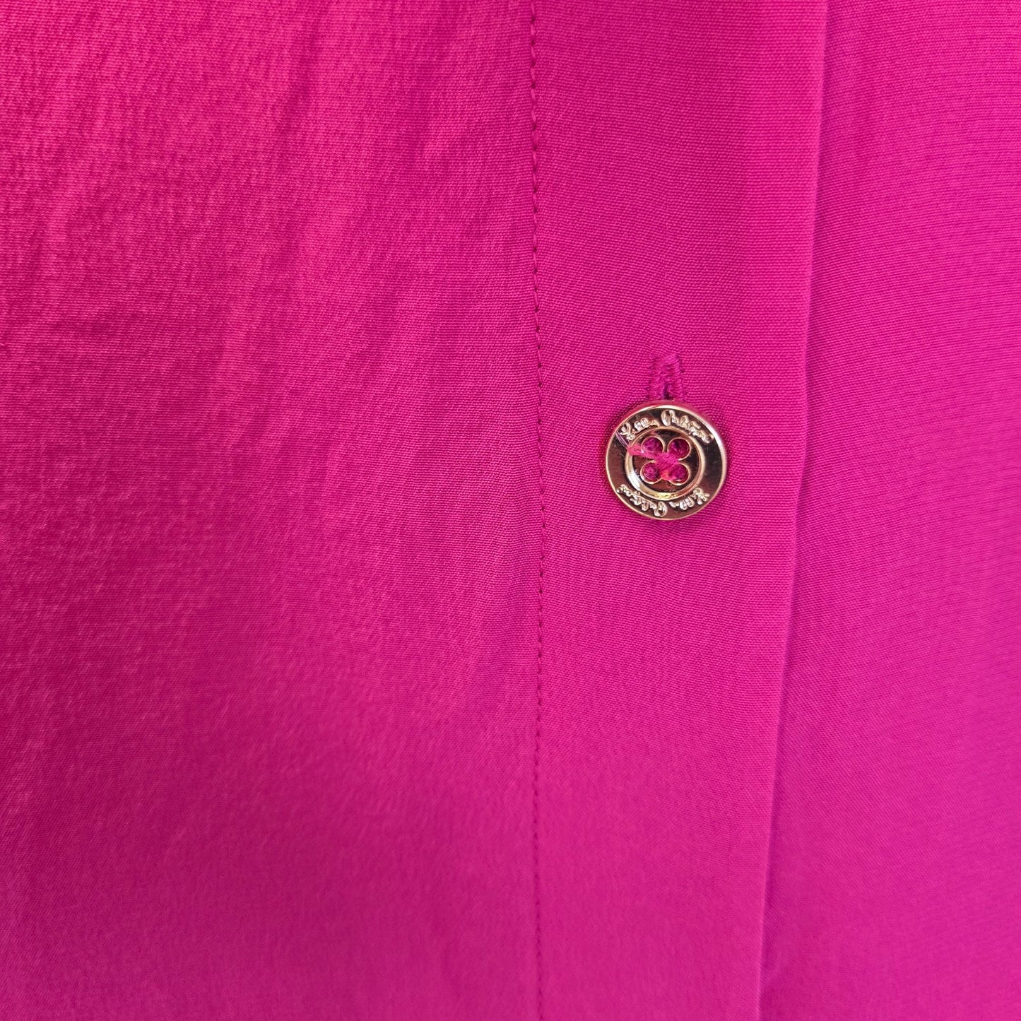 Lilly Pulitzer 100% Silk Button Down Tie Neck Sleeveless Blouse Size Medium