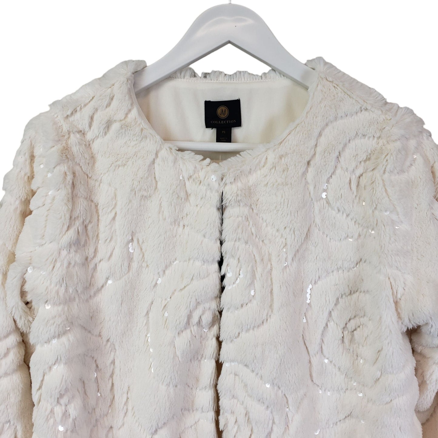 NWT JM Collection Time to Shine Faux Fur Jacket Size Small Petite