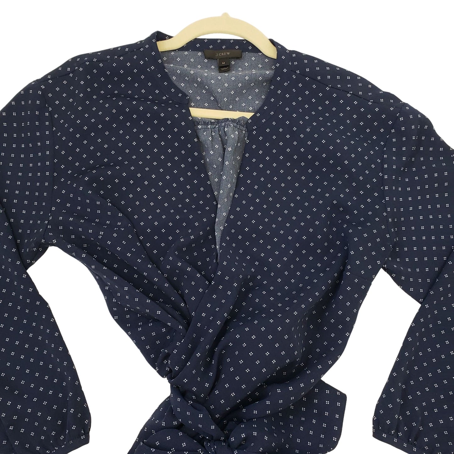 J. Crew Dot Print Wrap Blouse Size Medium
