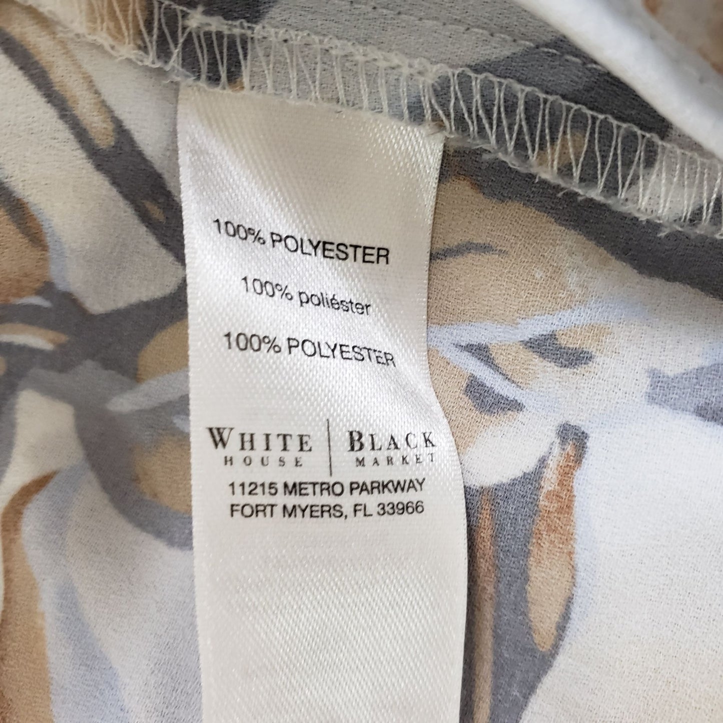 White House Black Market Floral Semi-Sheer Blouse Size Small